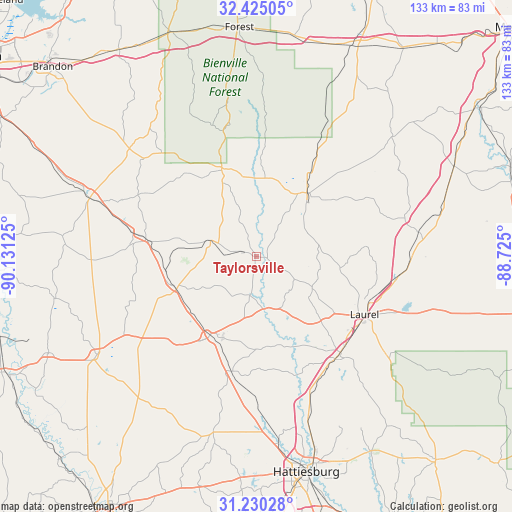 Taylorsville on map