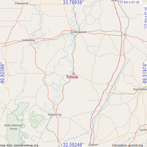 Tchula on map