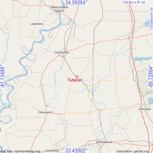 Tutwiler on map