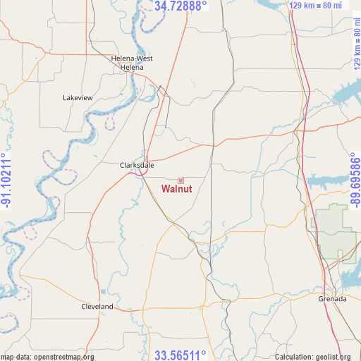 Walnut on map