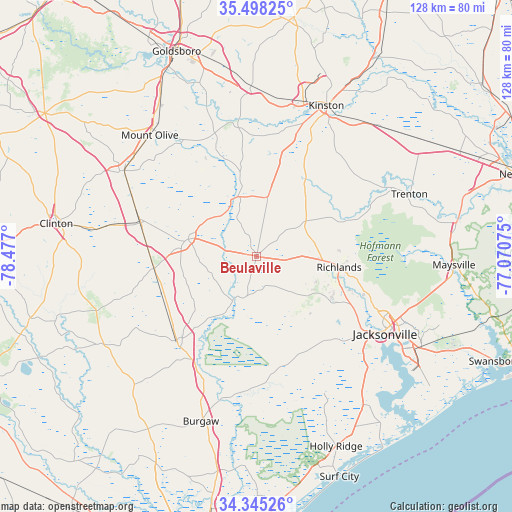 Beulaville on map