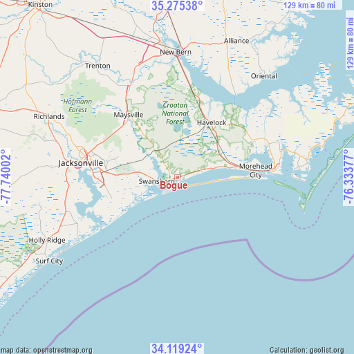 Bogue on map