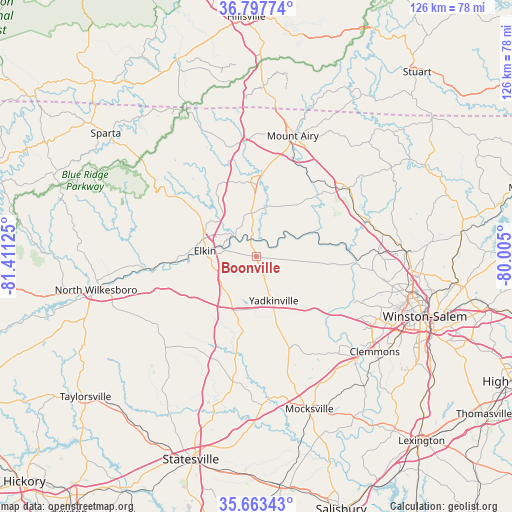 Boonville on map