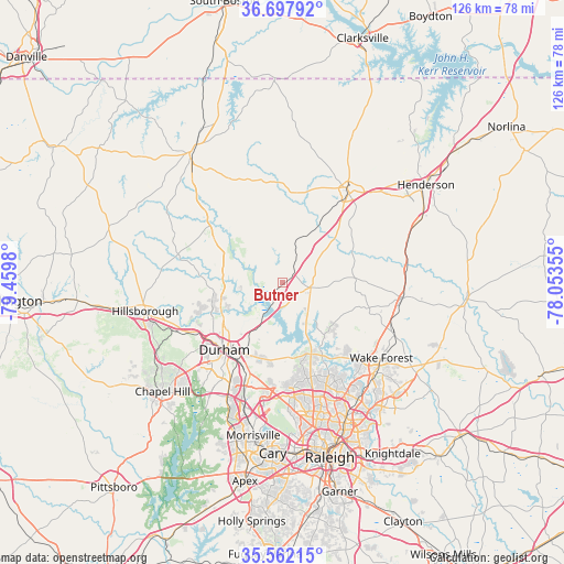 Butner on map