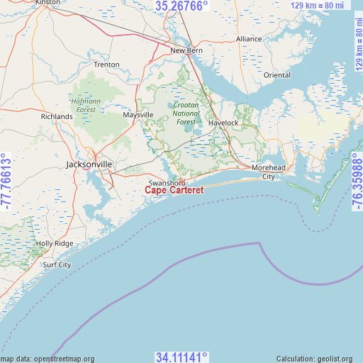 Cape Carteret on map