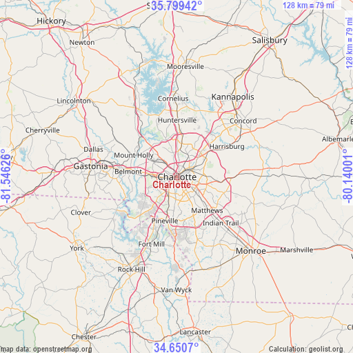 Charlotte on map