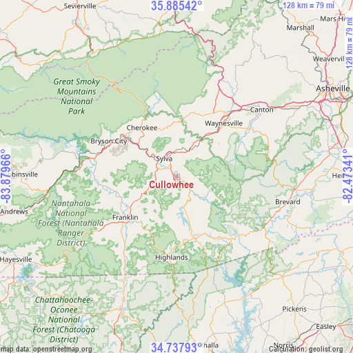 Cullowhee on map