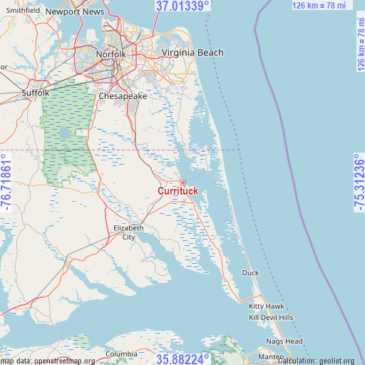 Currituck on map