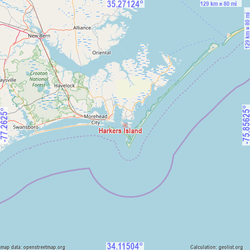 Harkers Island on map