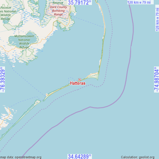 Hatteras on map