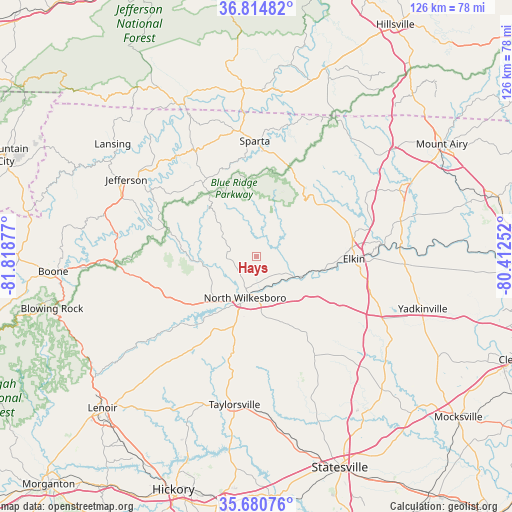 Hays on map