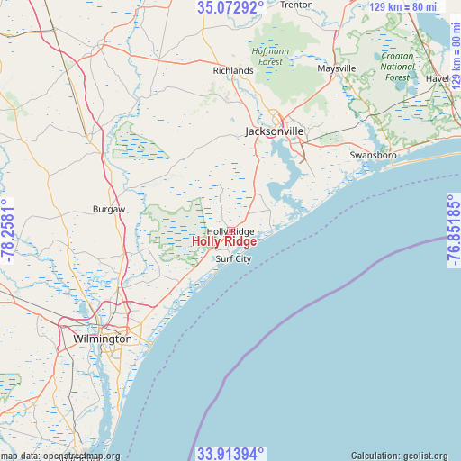 Holly Ridge on map