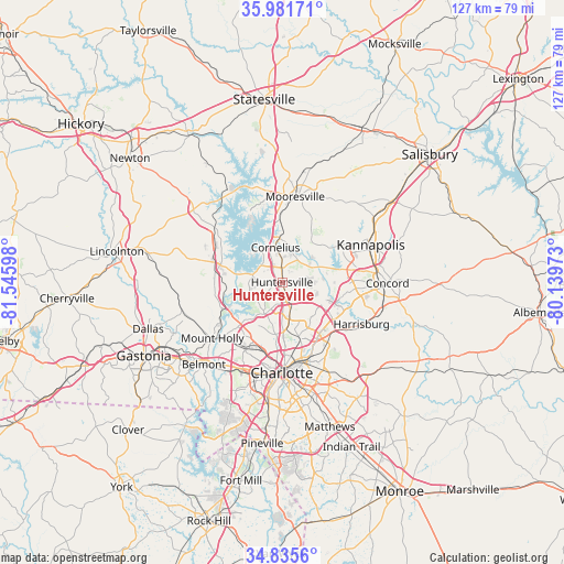 Huntersville on map