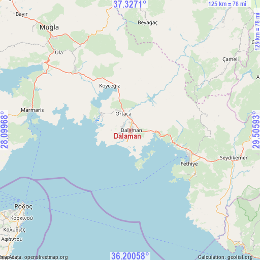 Dalaman on map