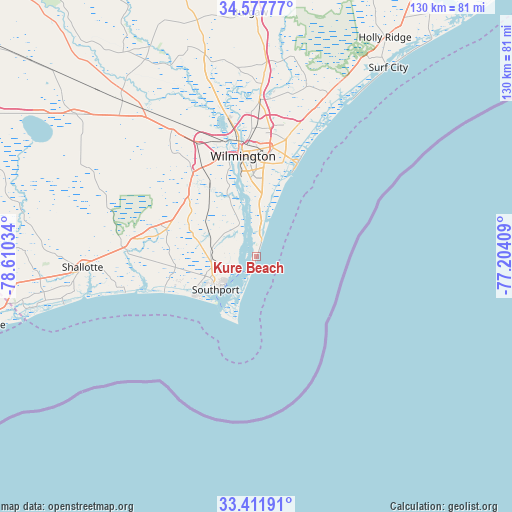 Kure Beach on map