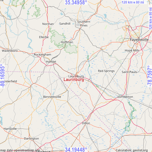 Laurinburg on map