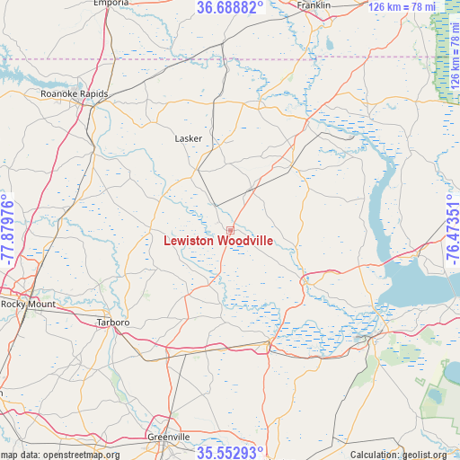 Lewiston Woodville on map