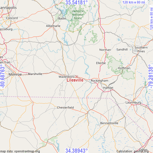 Lilesville on map