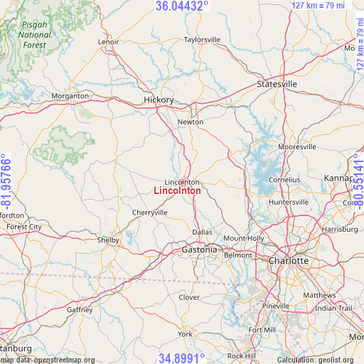Lincolnton on map