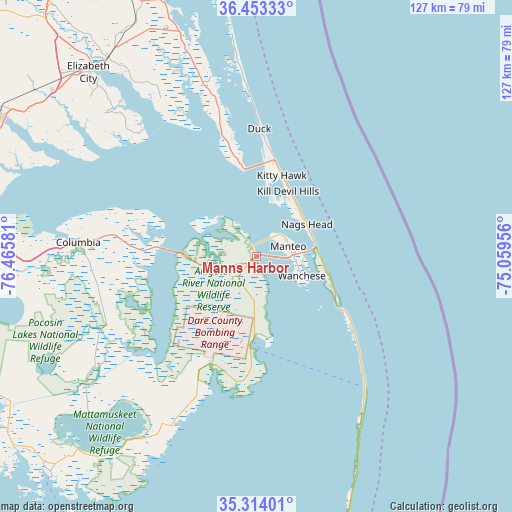Manns Harbor on map