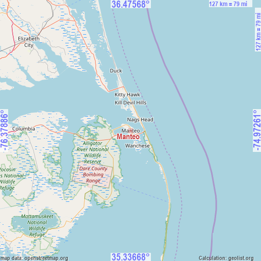 Manteo on map