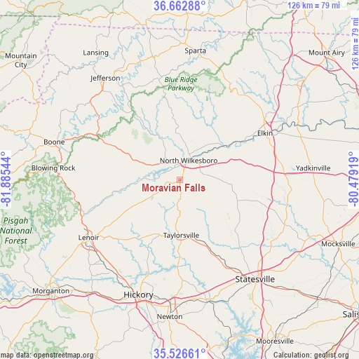 Moravian Falls on map