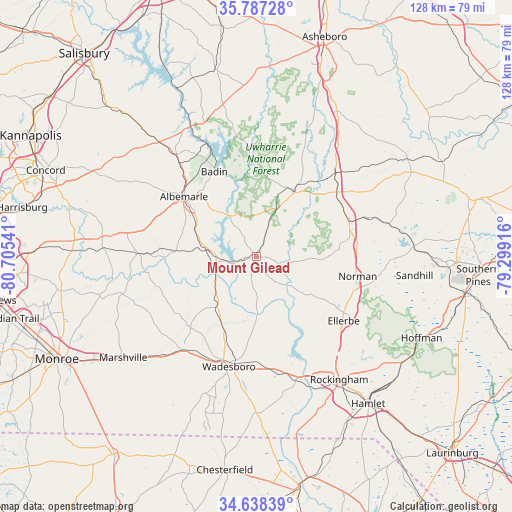 Mount Gilead on map