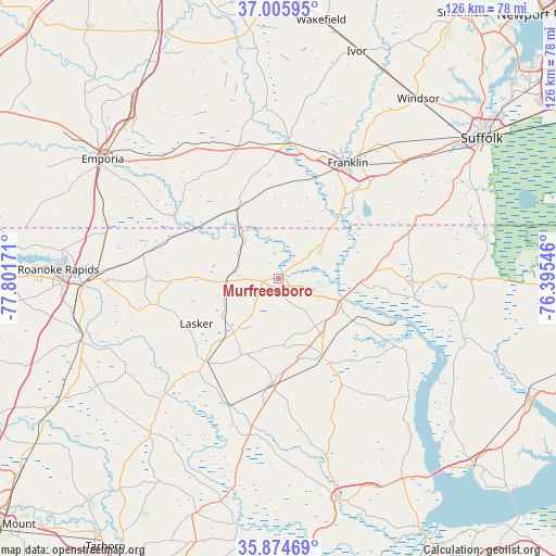 Murfreesboro on map