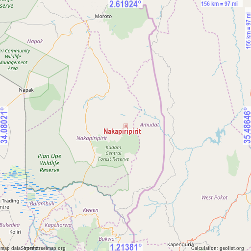 Nakapiripirit on map