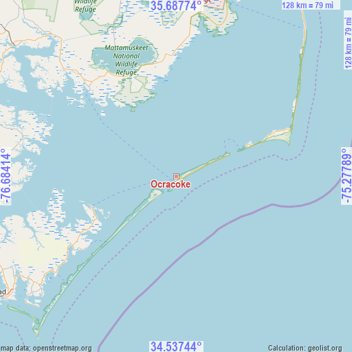 Ocracoke on map