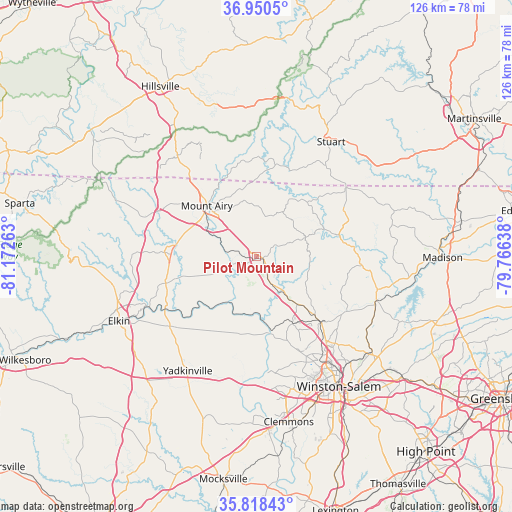 Pilot Mountain on map