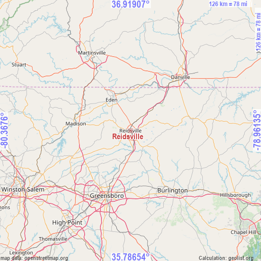 Reidsville on map