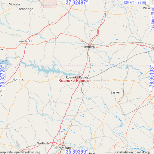Roanoke Rapids on map