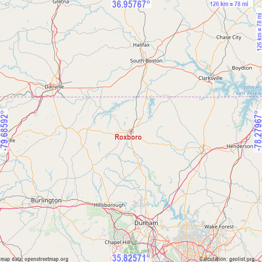 Roxboro on map
