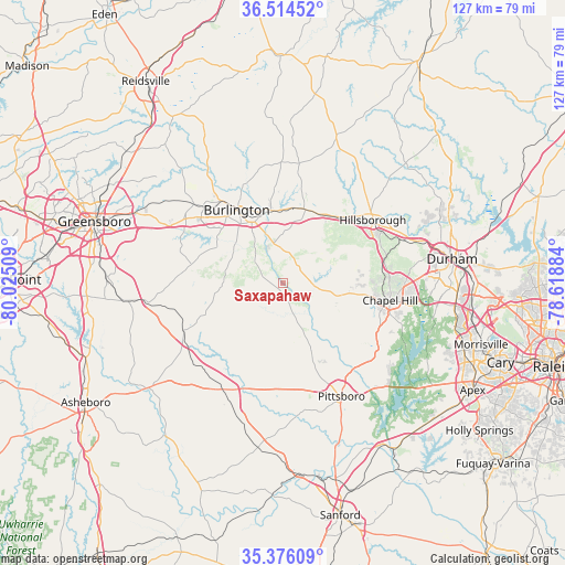 Saxapahaw on map