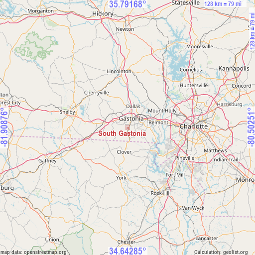 South Gastonia on map