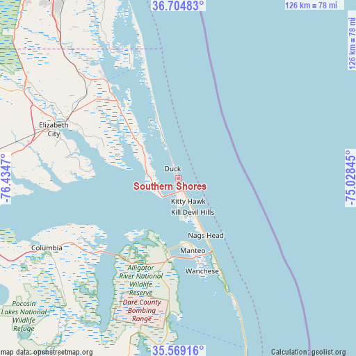 Southern Shores on map