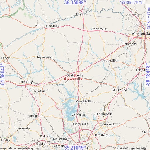 Statesville on map