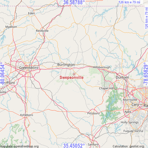 Swepsonville on map