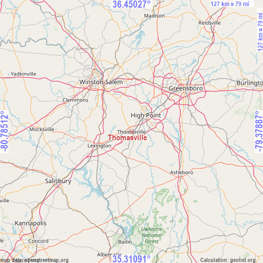 Thomasville on map