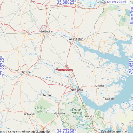 Vanceboro on map