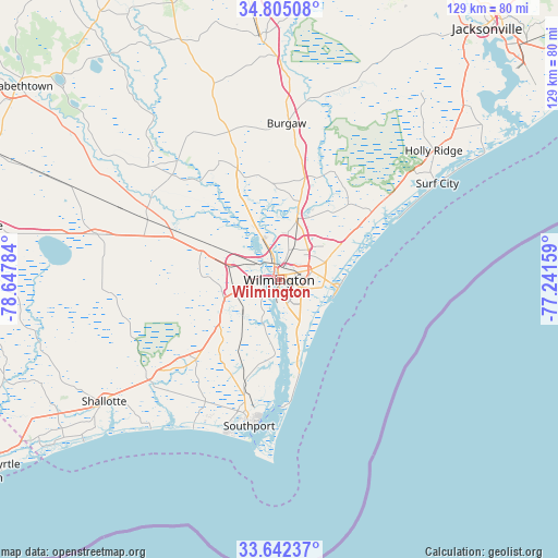 Wilmington on map