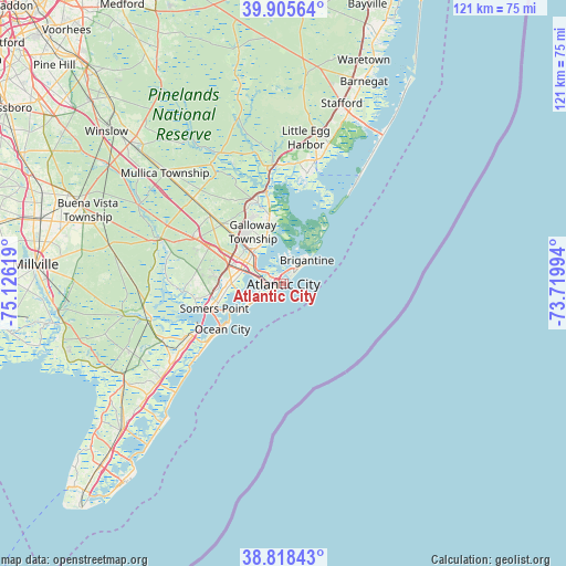 Atlantic City on map