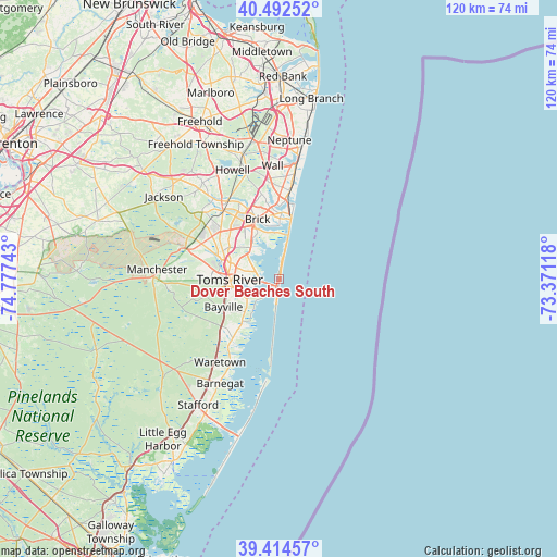 Dover Beaches South on map