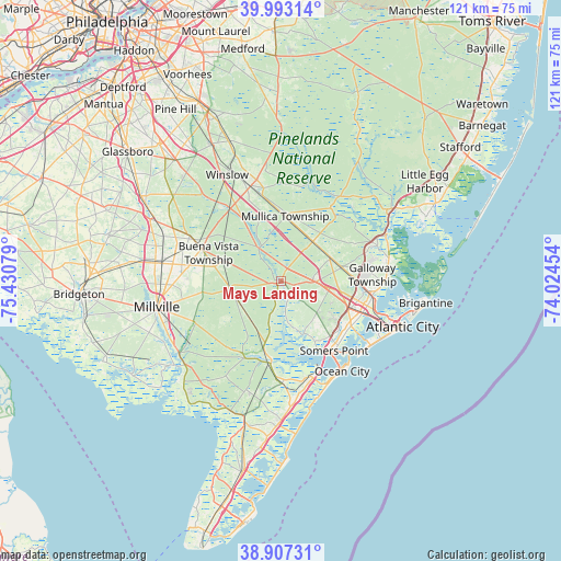 Mays Landing on map