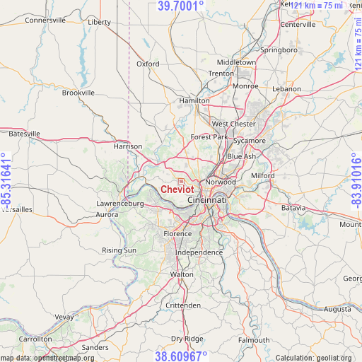 Cheviot on map