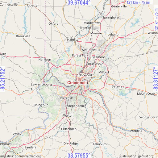 Cincinnati on map