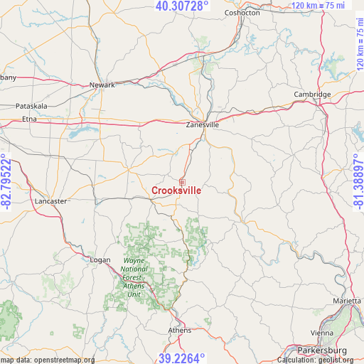 Crooksville on map