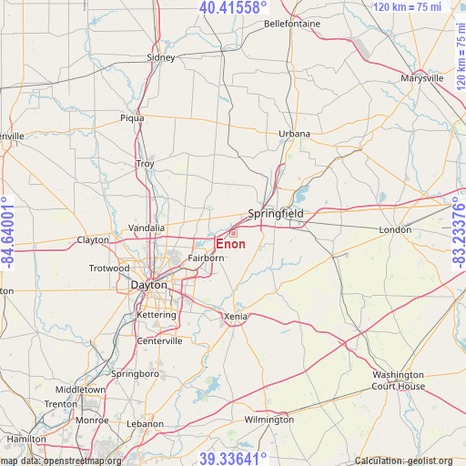 Enon on map