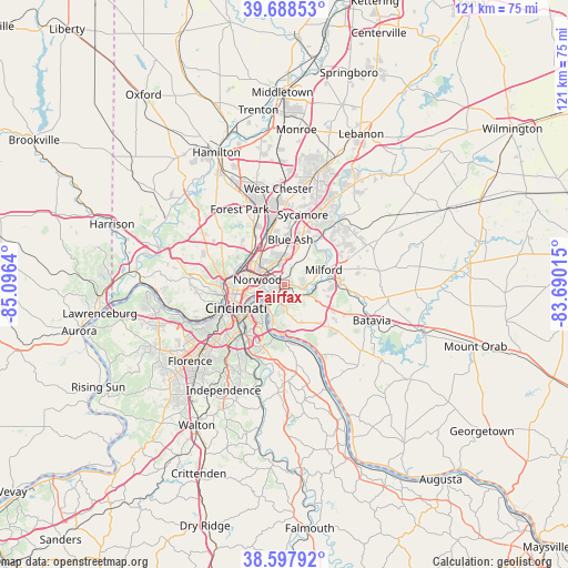 Fairfax on map